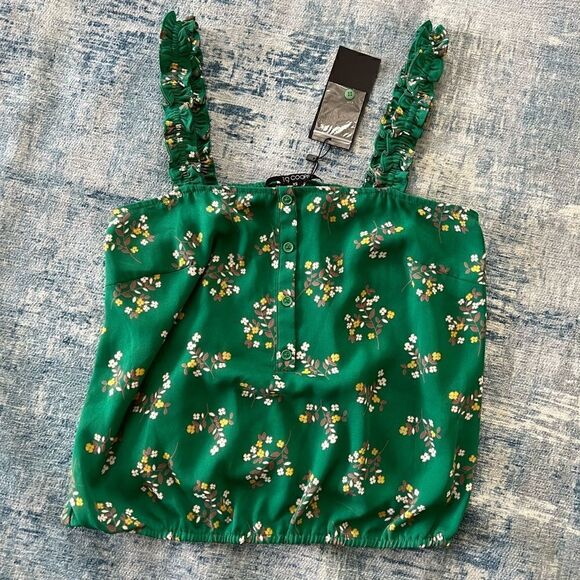 NWT! 19 Cooper Green Yellow Floral Ruffle Strap Tank Top XS - Picture 5 of 9